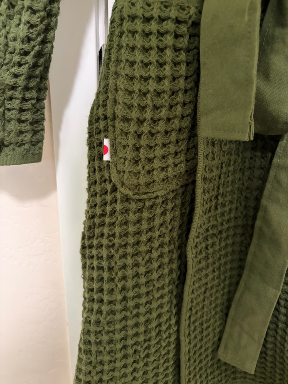 Onsen Supima Waffle Bath Robe, Forest Green, Size S, Unisex - Picture 4 of 9